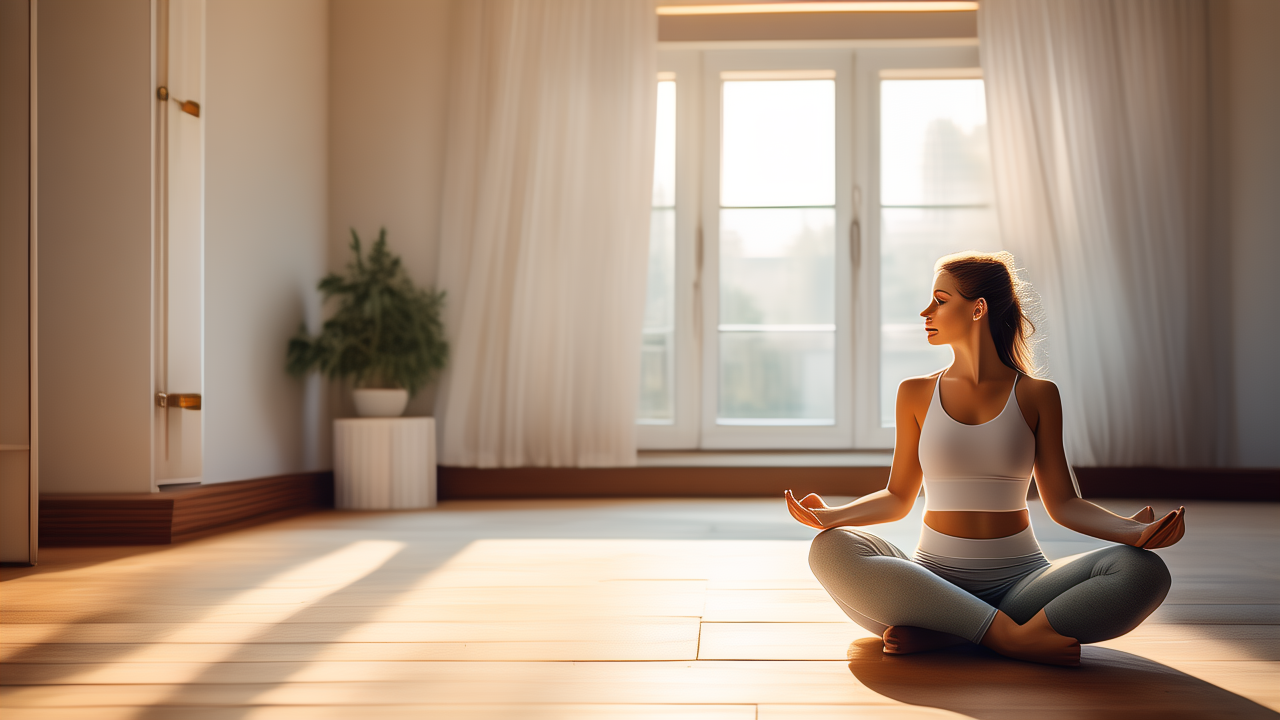 Woman practicing calm, slow breathing to reduce anxiety